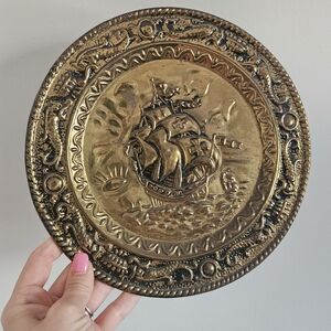 Vintage Hammered Brass Decorative Wall Plate